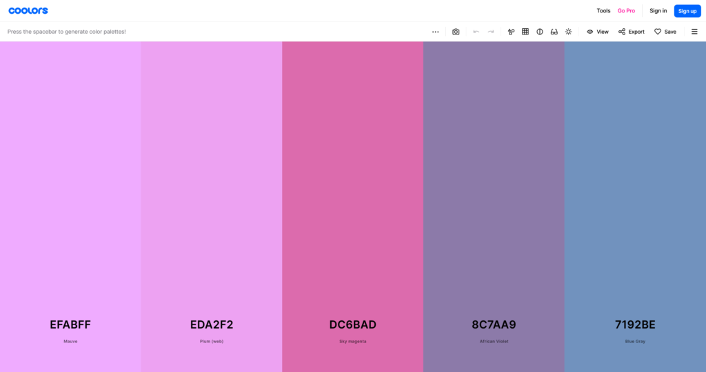 Typography and Colour Theory in Web Design 5 Create a Palette Coolors