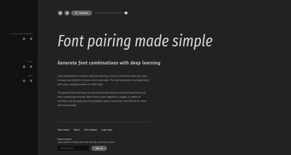 Typography and Colour Theory in Web Design 4 Fontjoy Generate font pairings in one click